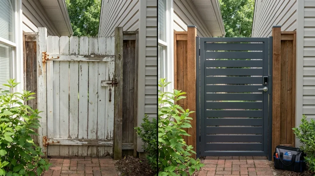 Aluminum Gates Auckland Before and After Installation 1